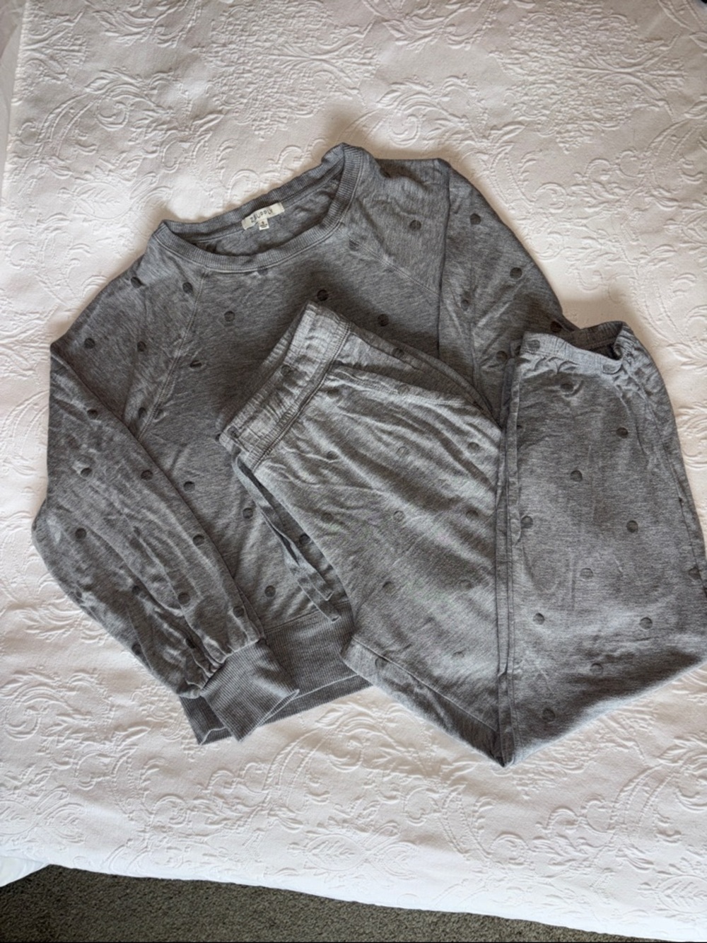 Cozy Grey Polka Dot Pajama Set - Unbranded